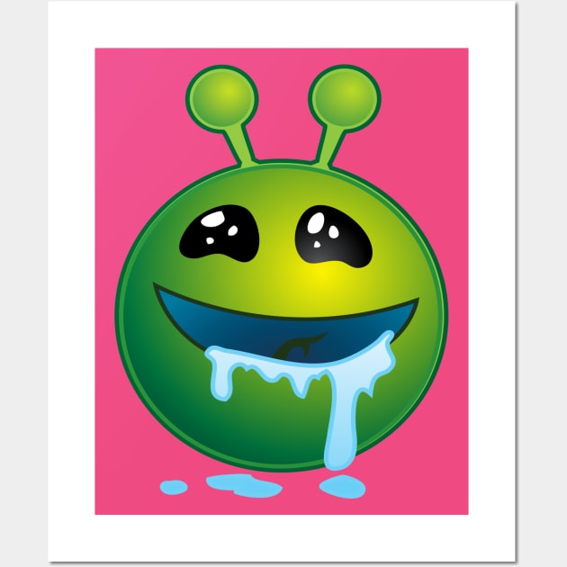 Funny Alien Monster ET Extraterrestrial Martian Green Man Emoji for Women, Men and Kids 7 Wall Art by PatrioTEEism